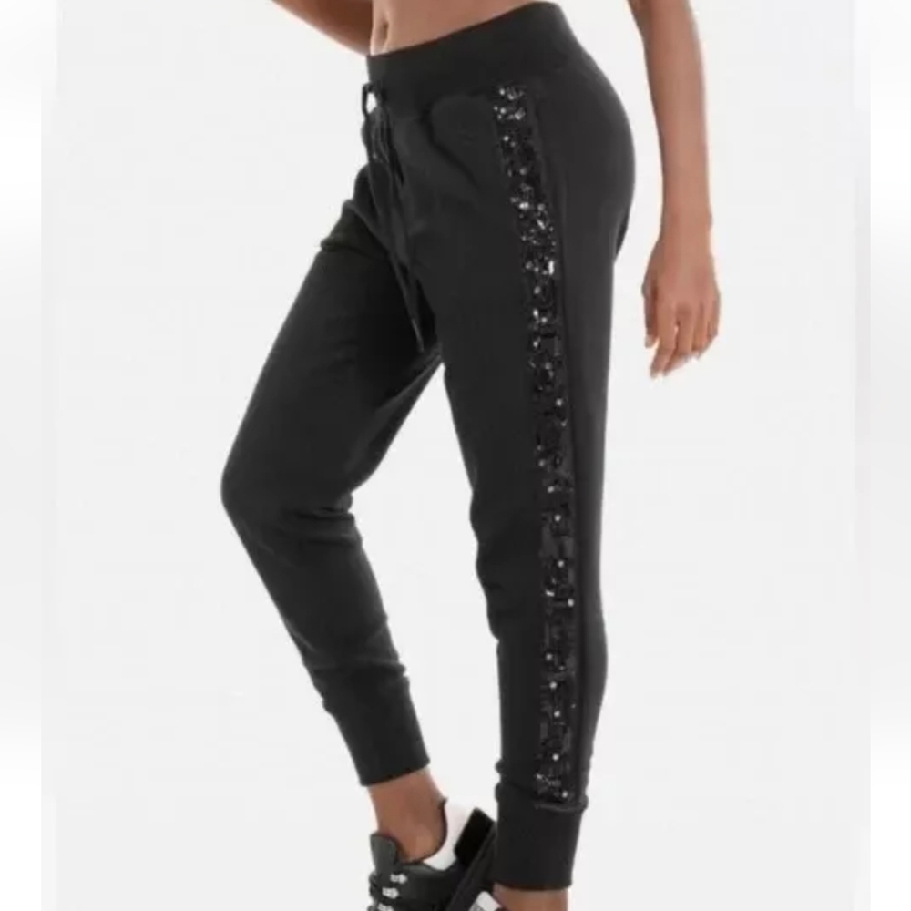 Polo Ralph Lauren Black Sequin Trim Jogger Pants NWOT Size Medium